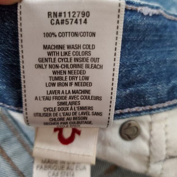 Rare Vintage Y2K True Religion Geno Cut-Off Jean Shorts Jorts 36 Made in USA - Picture 13 of 14